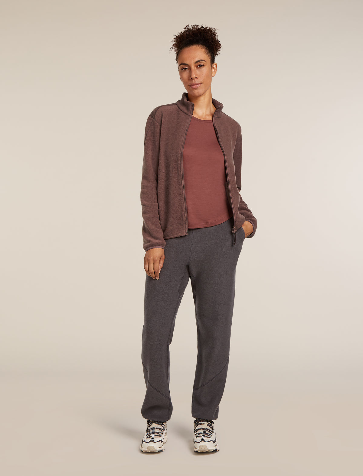 Women's Merino Blend 800 RealFleece™ Classic Pile Long Sleeve Zip Jacket Carob - 3