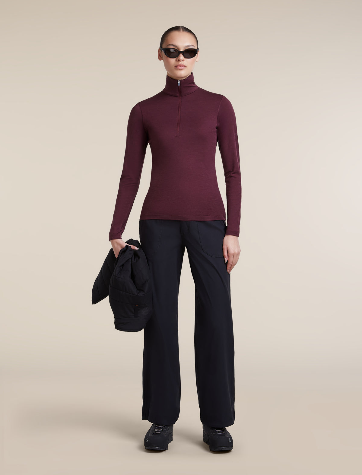 Women's Merino 200 Oasis High Rise Thermal Leggings Dark Berry - 4