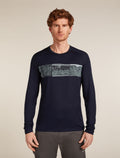 Men's Merino 200 Oasis Long Sleeve Crewe Thermal Top Elevation Line Midnight Navy - 1