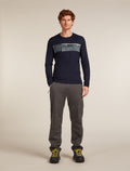 Men's Merino 200 Oasis Long Sleeve Crewe Thermal Top Elevation Line Midnight Navy - 3
