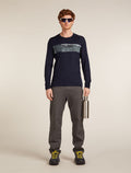 Men's Merino 200 Oasis Long Sleeve Crewe Thermal Top Elevation Line Midnight Navy - 4