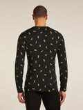 Men's Merino 200 Oasis Long Sleeve Crewe Thermal Top Snow Day Black/Peridot - 2