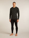 Men's Merino 200 Oasis Long Sleeve Crewe Thermal Top Snow Day Black/Peridot - 3