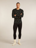 Men's Merino 200 Oasis Long Sleeve Crewe Thermal Top Snow Day Black/Peridot - 7