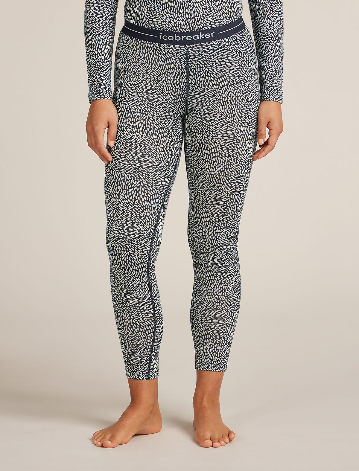 Merino 200 Oasis Leggings Thermal Flock Forms Midnight Navy/Snow - 1