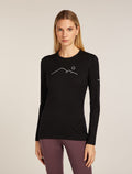 Women's Merino 200 Oasis Long Sleeve Crewe Thermal Top Rainer Ridge Black - 1
