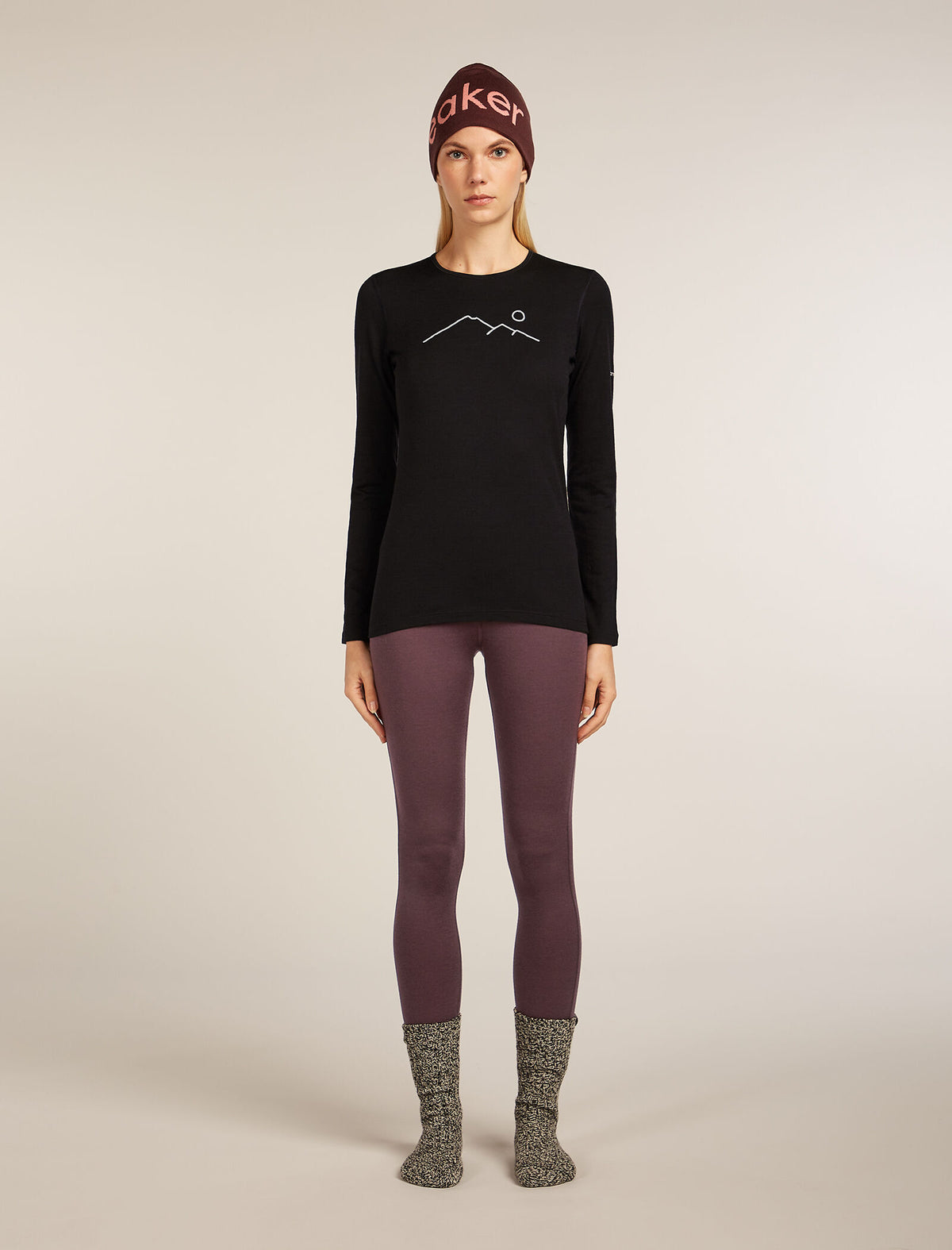 Women's Merino 200 Oasis Long Sleeve Crewe Thermal Top Rainer Ridge Black - 6