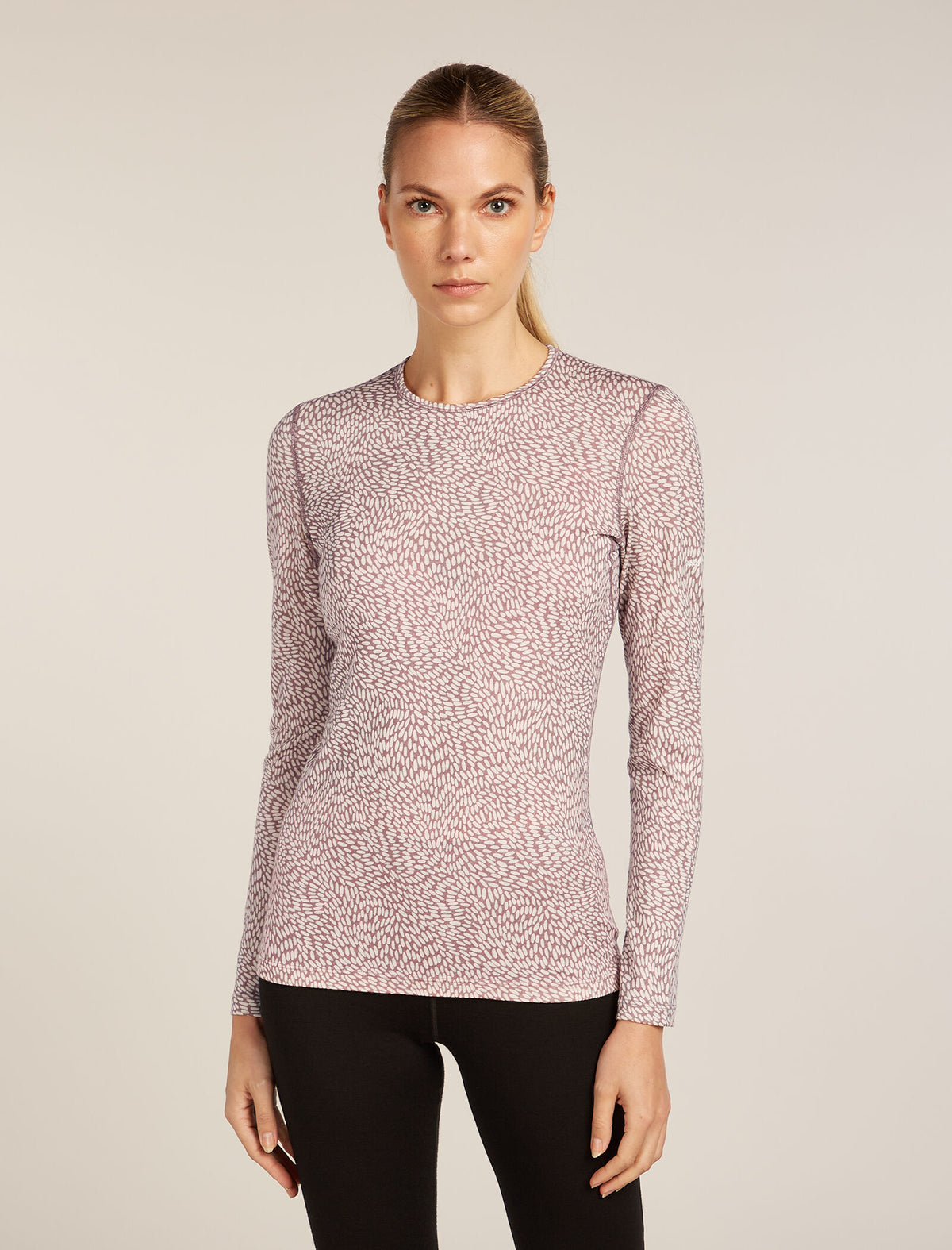 Women's Merino 200 Oasis Long Sleeve Crewe Thermal Top Flock Forms Summit/Snow - 1