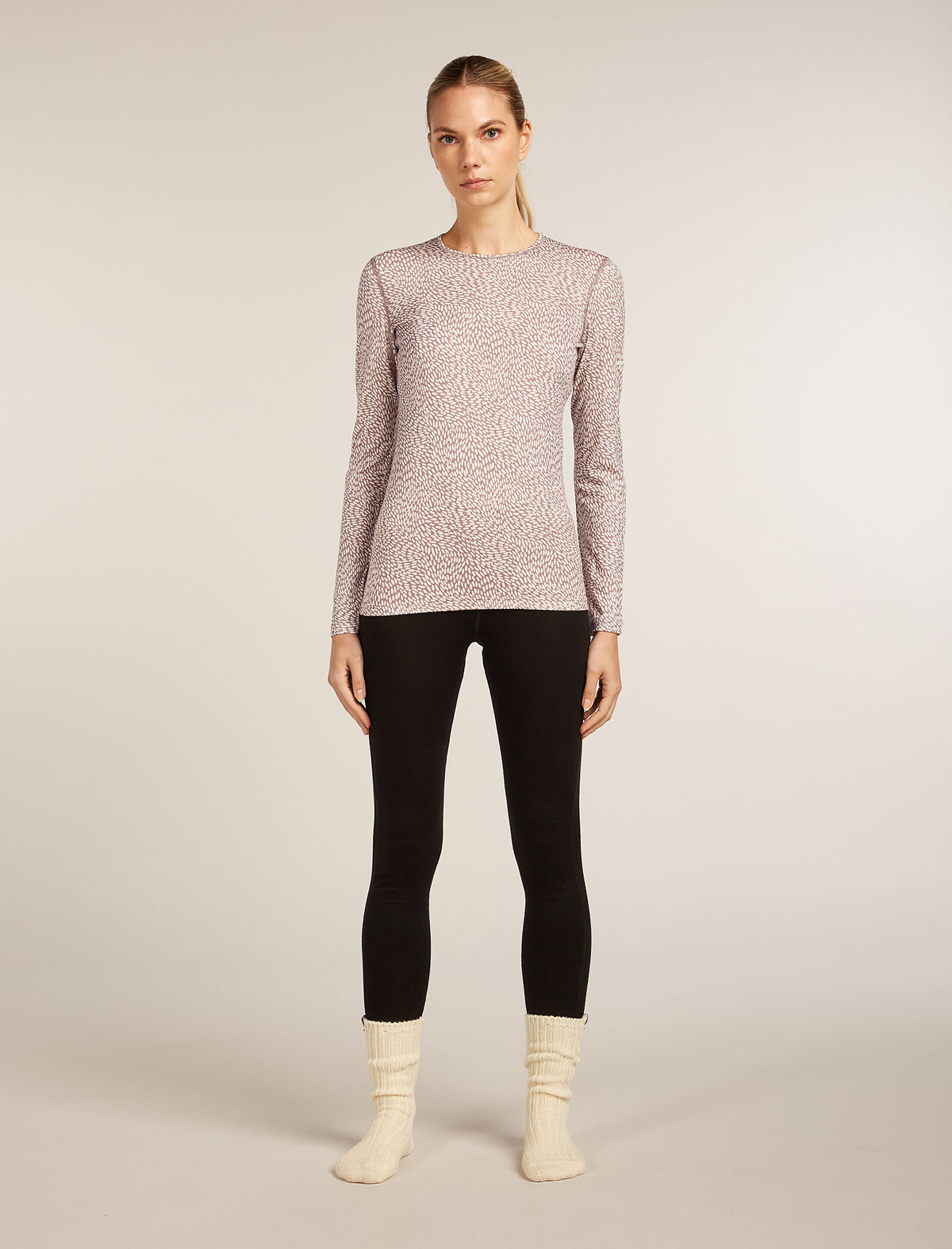Women's Merino 200 Oasis Long Sleeve Crewe Thermal Top Flock Forms Summit/Snow - 7