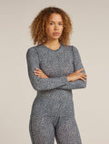 Women's Merino 200 Oasis Long Sleeve Crewe Thermal Top Flock Forms Midnight Navy/Snow - 1