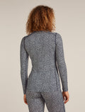 Women's Merino 200 Oasis Long Sleeve Crewe Thermal Top Flock Forms Midnight Navy/Snow - 2