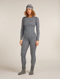 Women's Merino 200 Oasis Long Sleeve Crewe Thermal Top Flock Forms Midnight Navy/Snow - 7