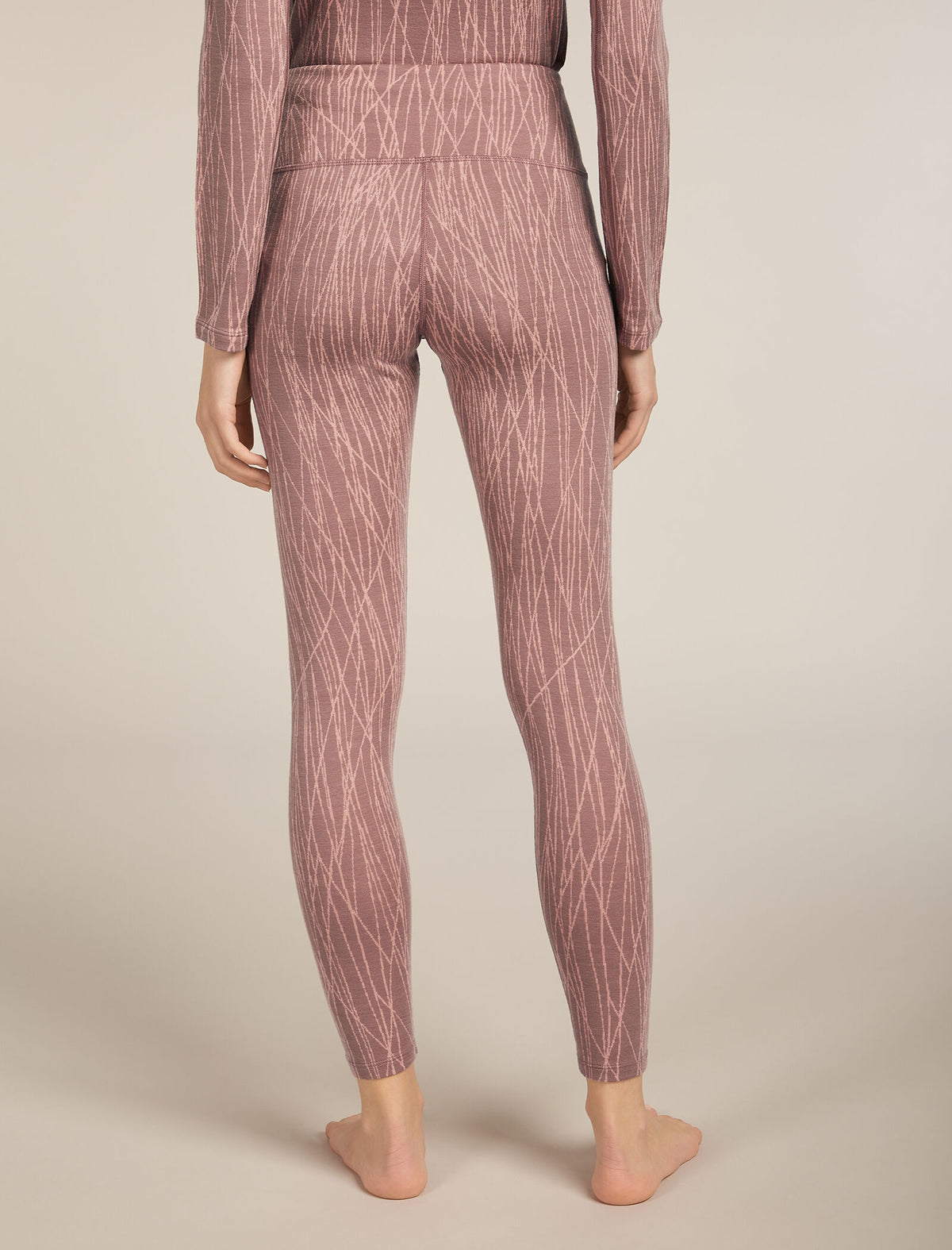 Women's Merino 260 Tech Vertex High Rise Thermal Leggings Delta Lines Summit/Blush - 2