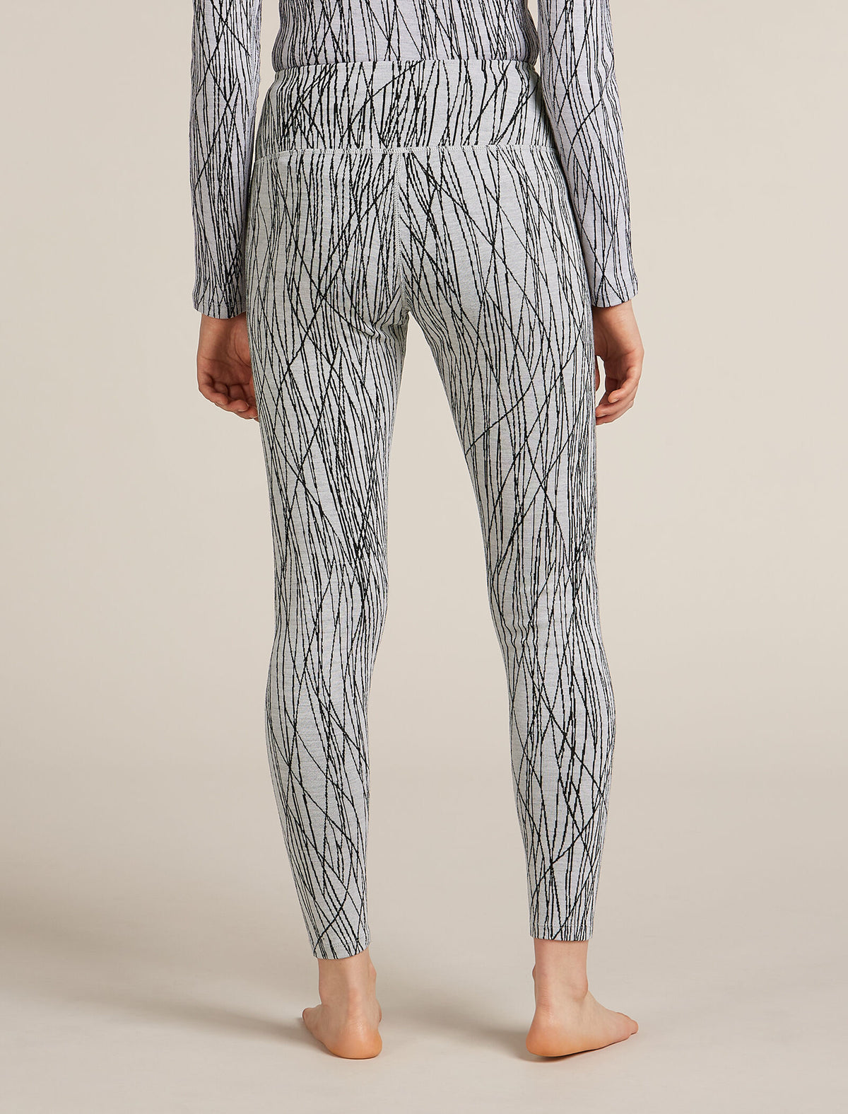 Women's Merino 260 Tech Vertex High Rise Thermal Leggings Delta Lines Snow/Black - 2