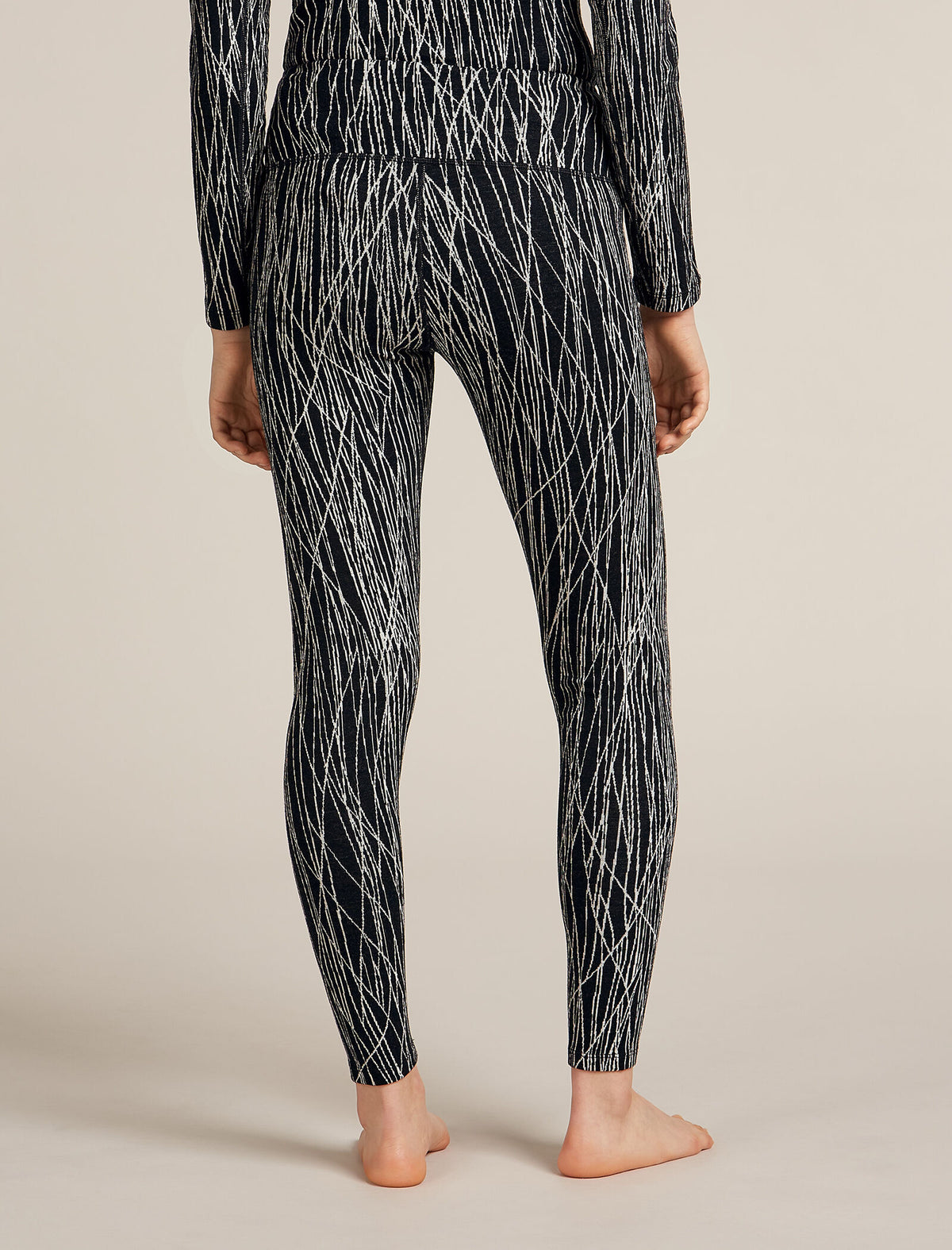 Women's Merino 260 Tech Vertex High Rise Thermal Leggings Delta Lines Black/Snow - 2