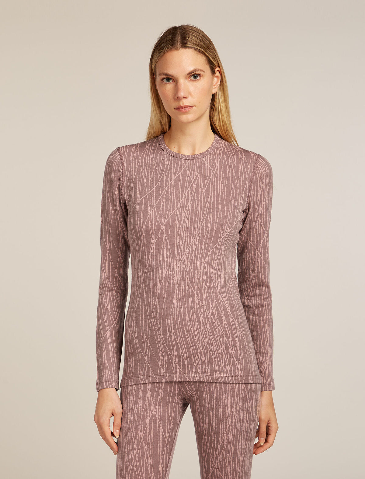 Women's Merino 260 Tech Vertex Long Sleeve Crewe Thermal Top Delta Lines Summit/Blush - 1