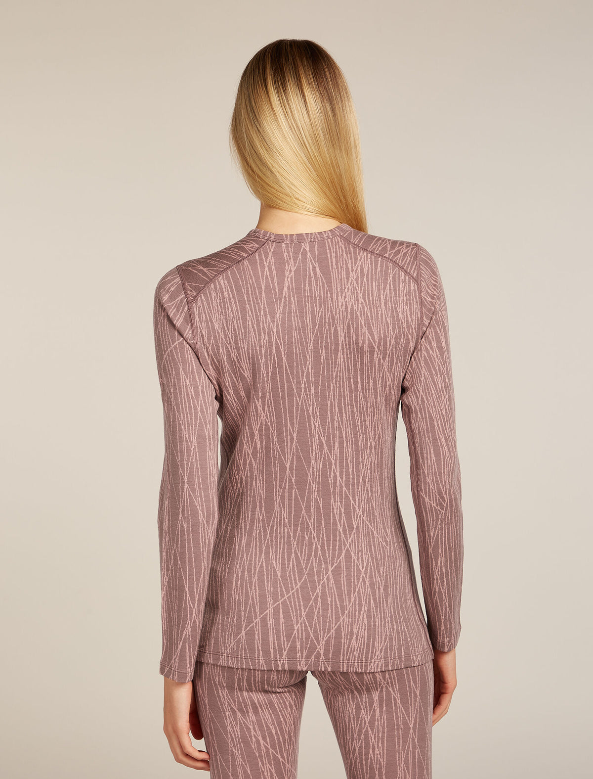Women's Merino 260 Tech Vertex Long Sleeve Crewe Thermal Top Delta Lines Summit/Blush - 2