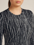 Women's Merino 260 Tech Vertex Long Sleeve Crewe Thermal Top Delta Lines Black/Snow - 6