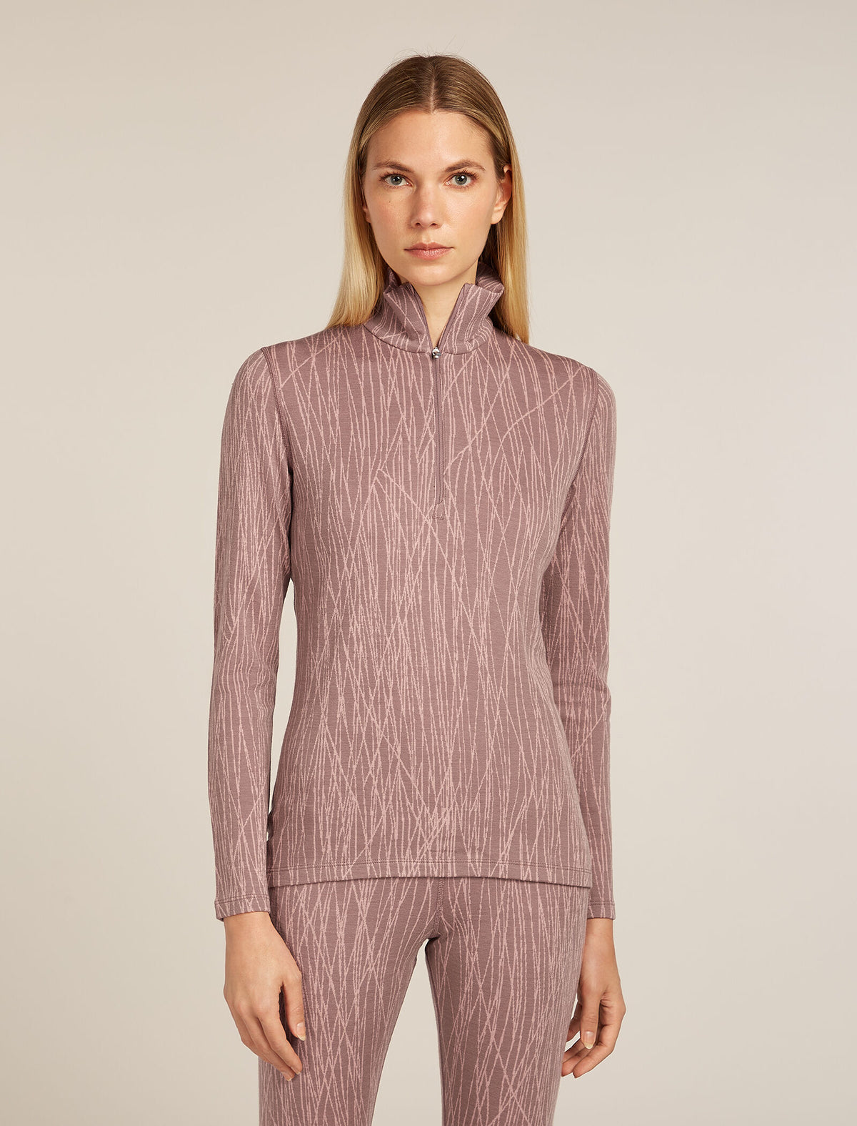 Women's Merino 260 Tech Vertex Long Sleeve Half Zip Thermal Top Delta Lines Summit/Blush - 1