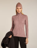 Women's Merino 260 Tech Vertex Long Sleeve Half Zip Thermal Top Delta Lines Summit/Blush - 4