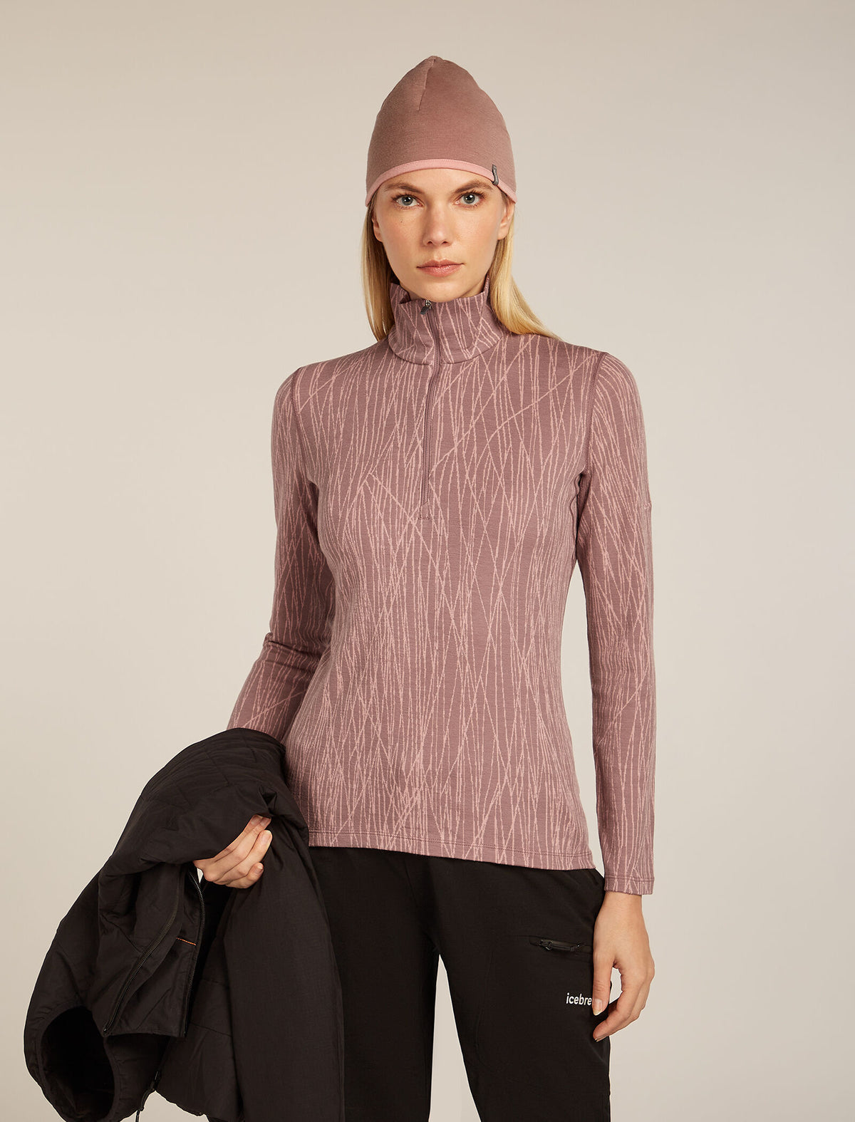 Women's Merino 260 Tech Vertex Long Sleeve Half Zip Thermal Top Delta Lines Summit/Blush - 4