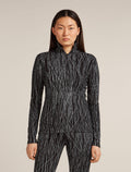 Women's Merino 260 Tech Vertex Long Sleeve Half Zip Thermal Top Delta Lines Black/Snow - 1