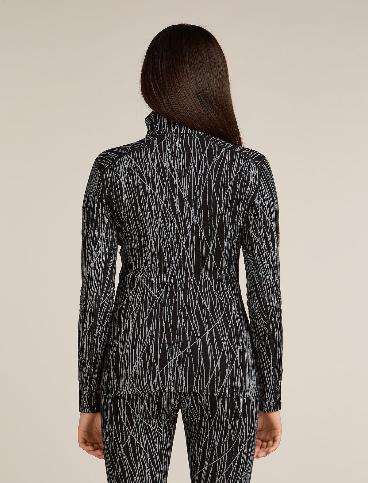 Women's Merino 260 Tech Vertex Long Sleeve Half Zip Thermal Top Delta Lines Black/Snow - 2