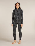 Women's Merino 260 Tech Vertex Long Sleeve Half Zip Thermal Top Delta Lines Black/Snow - 3