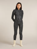 Women's Merino 260 Tech Vertex Long Sleeve Half Zip Thermal Top Delta Lines Black/Snow - 8
