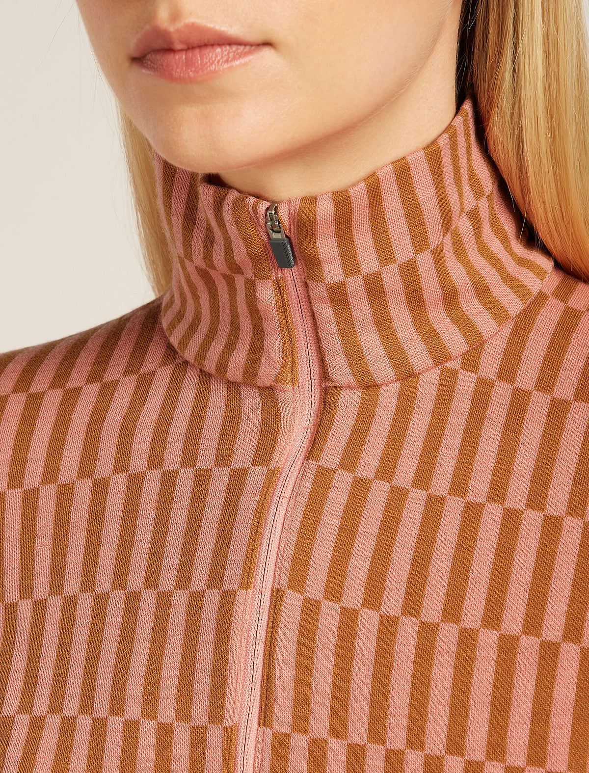 Women's Merino 260 Tech Vertex Long Sleeve Half Zip Thermal Top Snow Grid Trail/Acid Pink - 6