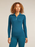 Women's Merino 260 Tech Vertex Long Sleeve Half Zip Thermal Top Snow Grid Topaz/Atlantis - 1