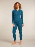 Women's Merino 260 Tech Vertex Long Sleeve Half Zip Thermal Top Snow Grid Topaz/Atlantis - 3