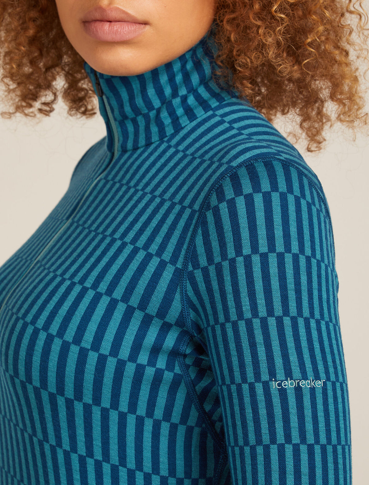 Women's Merino 260 Tech Vertex Long Sleeve Half Zip Thermal Top Snow Grid Topaz/Atlantis - 5