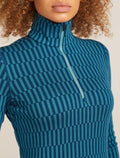 Women's Merino 260 Tech Vertex Long Sleeve Half Zip Thermal Top Snow Grid Topaz/Atlantis - 6
