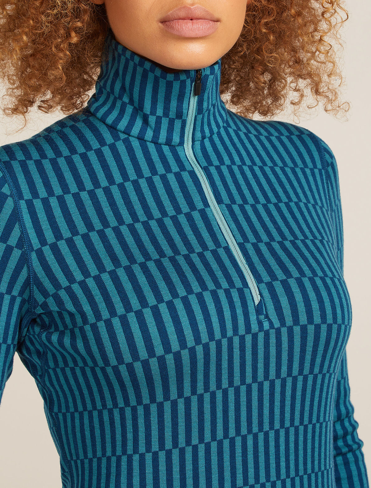 Women's Merino 260 Tech Vertex Long Sleeve Half Zip Thermal Top Snow Grid Topaz/Atlantis - 6