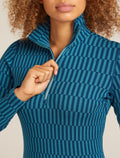 Women's Merino 260 Tech Vertex Long Sleeve Half Zip Thermal Top Snow Grid Topaz/Atlantis - 7