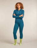 Women's Merino 260 Tech Vertex Long Sleeve Half Zip Thermal Top Snow Grid Topaz/Atlantis - 8