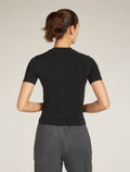 Women's Merino Blend 260 Seamless Rib Short Sleeve Mock Neck Thermal Top Black - 2