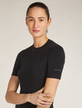Women's Merino Blend 260 Seamless Rib Short Sleeve Mock Neck Thermal Top Black - 5