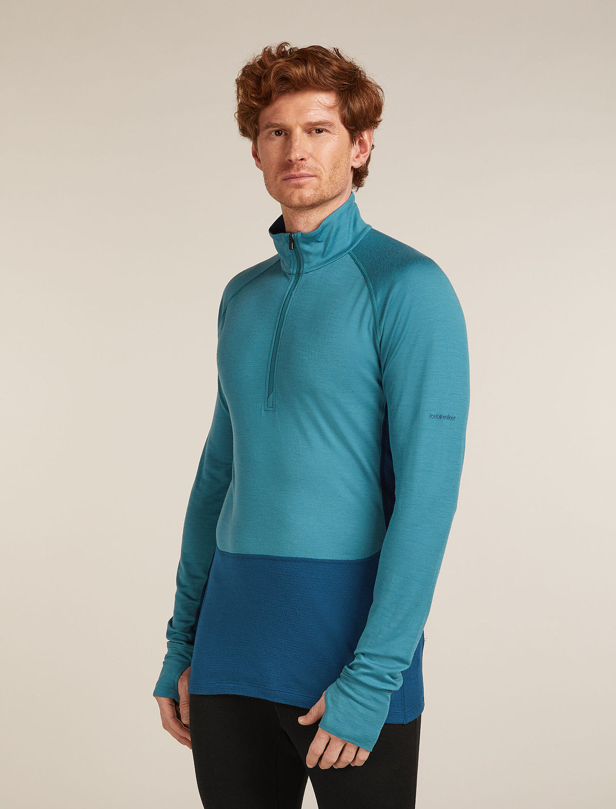 Men's Merino 200 ZoneKnit™ Long Sleeve Half Zip Thermal Top Atlantis/Topaz - 1