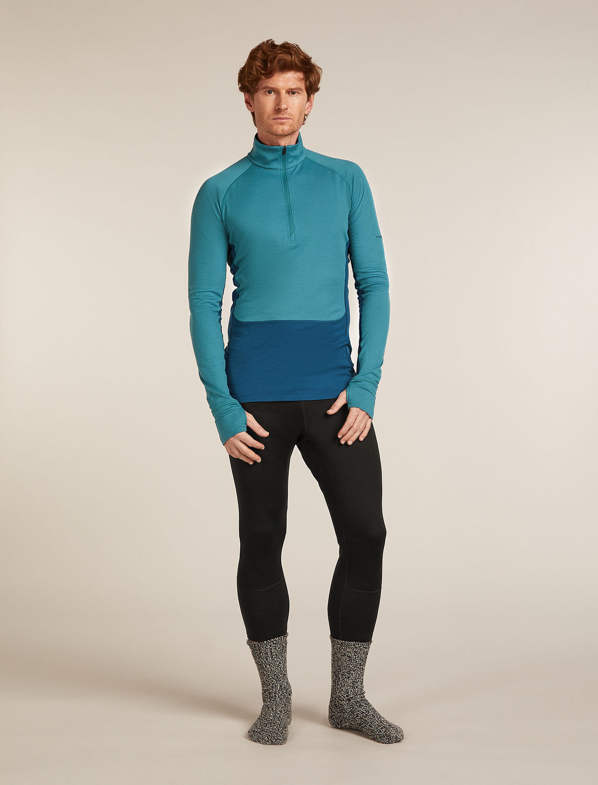 Men's Merino 200 ZoneKnit™ Long Sleeve Half Zip Thermal Top Atlantis/Topaz - 10