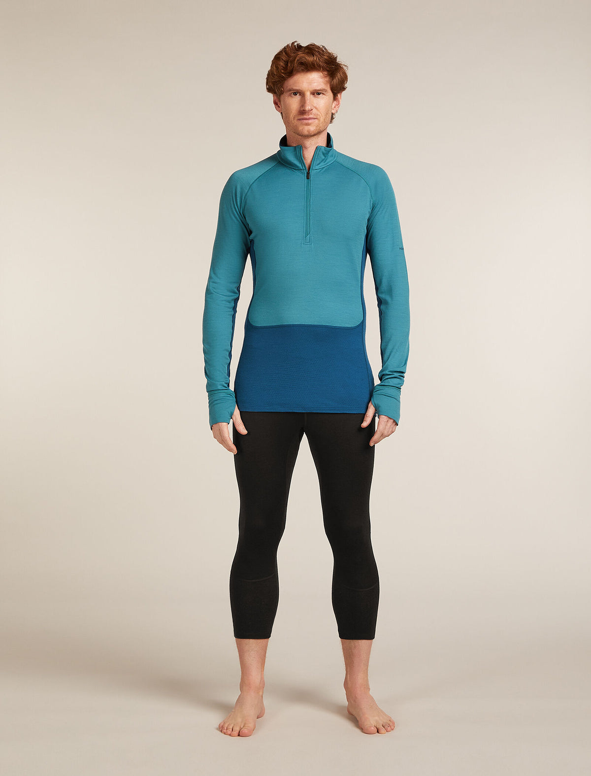 Men's Merino 200 ZoneKnit™ Long Sleeve Half Zip Thermal Top Atlantis/Topaz - 3