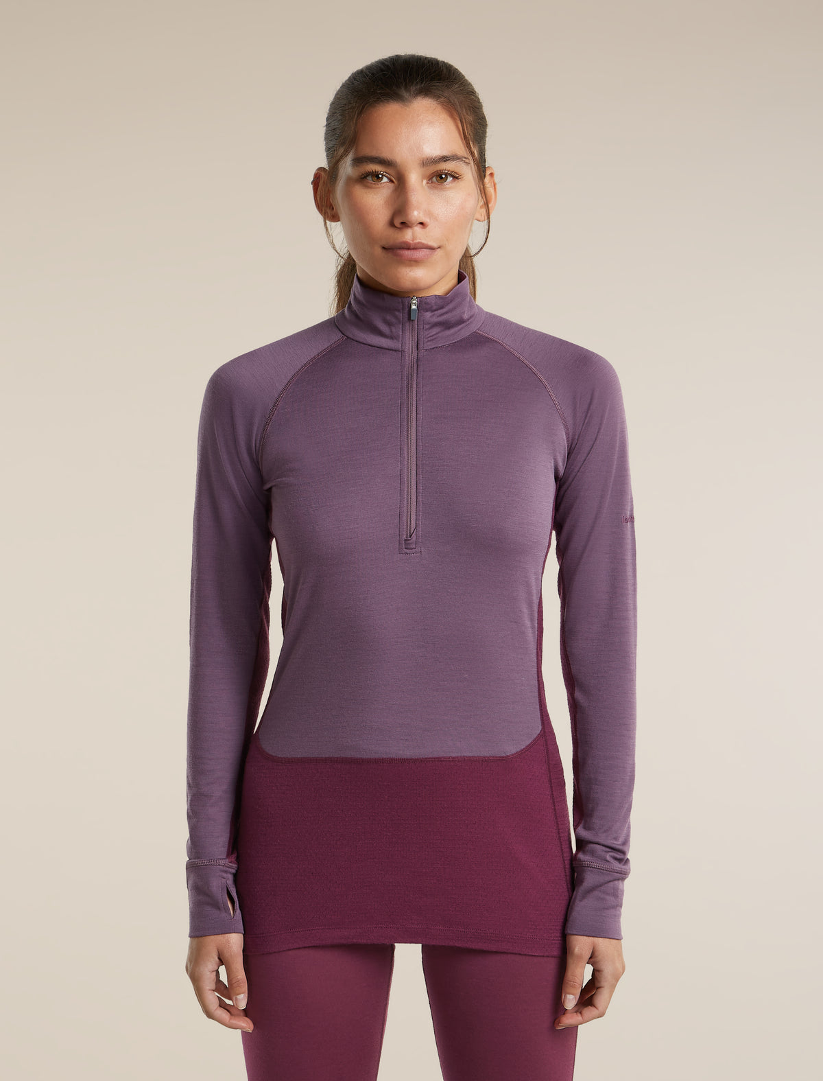 Women's Merino 200 ZoneKnit™ Long Sleeve Half Zip Dark Berry/Grey Plum - 1