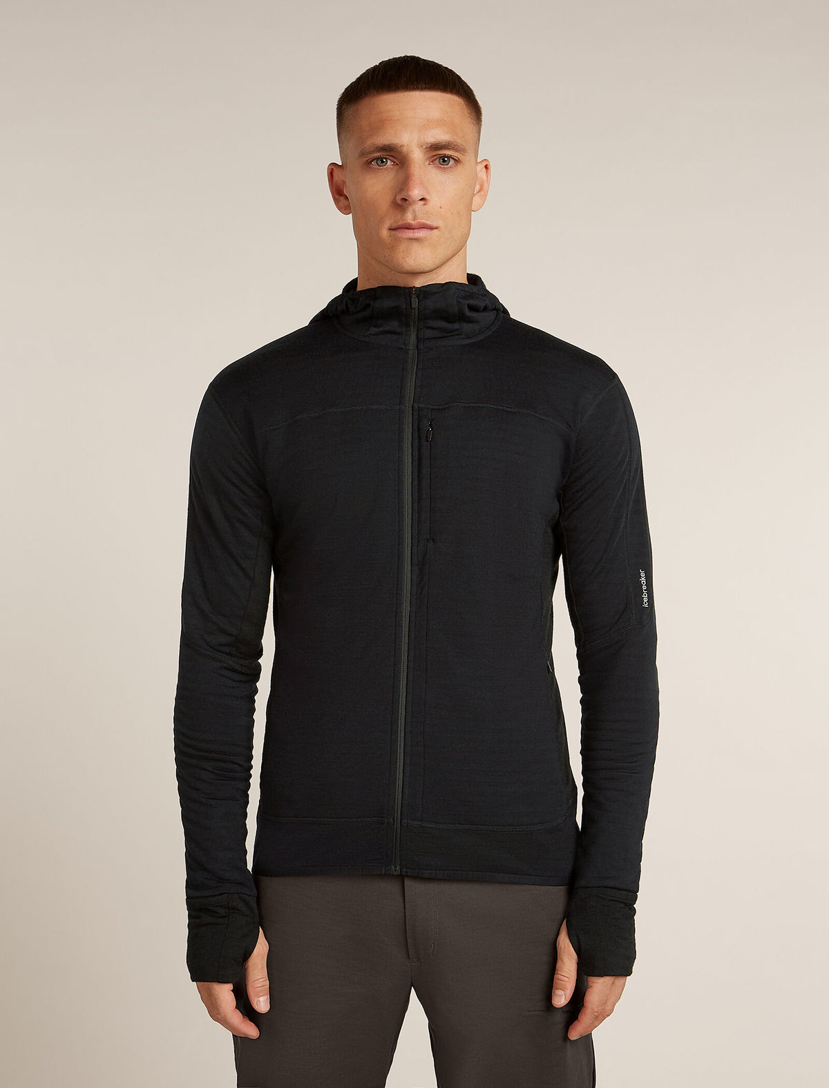 Men's Merino Blend 300 RealFleece™ Descender Long Sleeve Zip Hoodie Black - 1