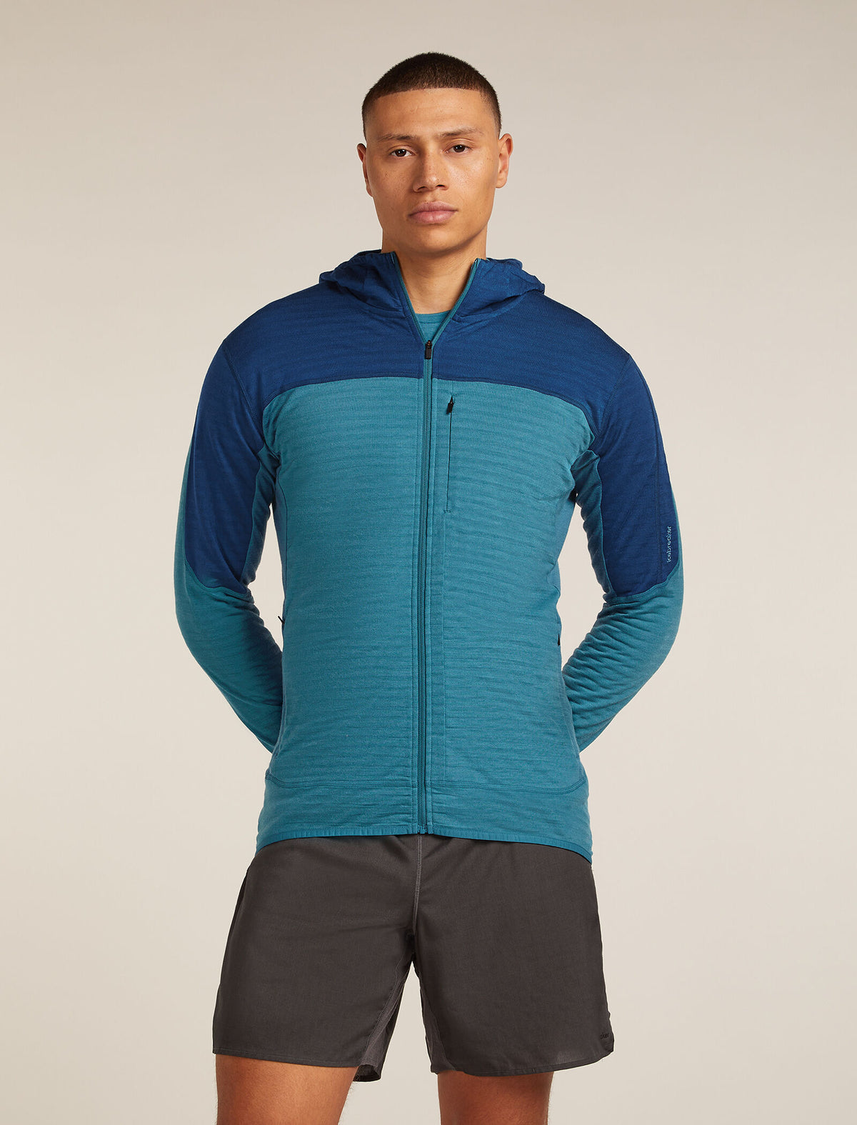 Men's Merino Blend 300 RealFleece™ Descender Long Sleeve Zip Hoodie Topaz/Atlantis - 1
