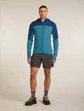 Men's Merino Blend 300 RealFleece™ Descender Long Sleeve Zip Hoodie Topaz/Atlantis - 3