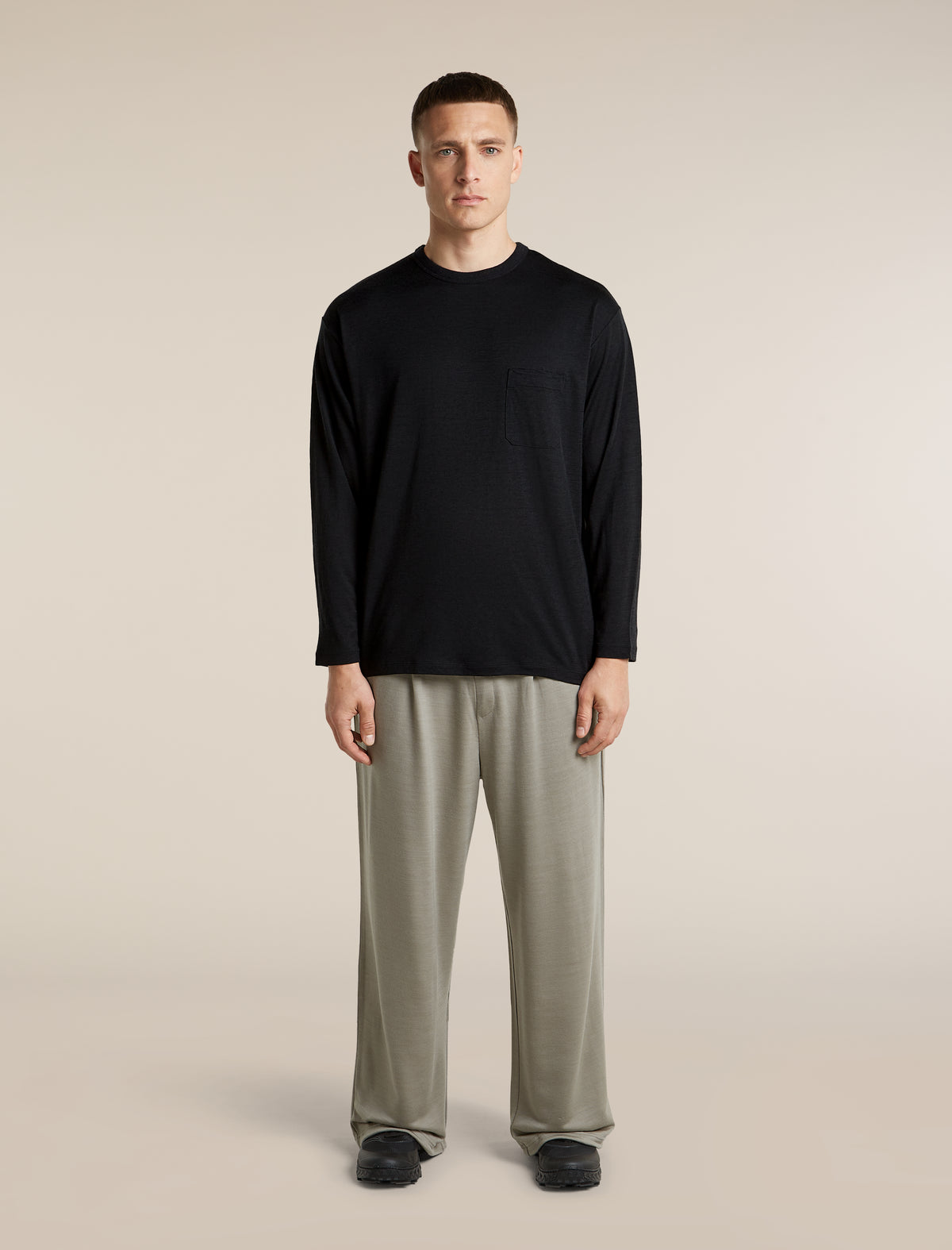 Unisex Merino 150 Long Sleeve Tee Stripe Black - 5