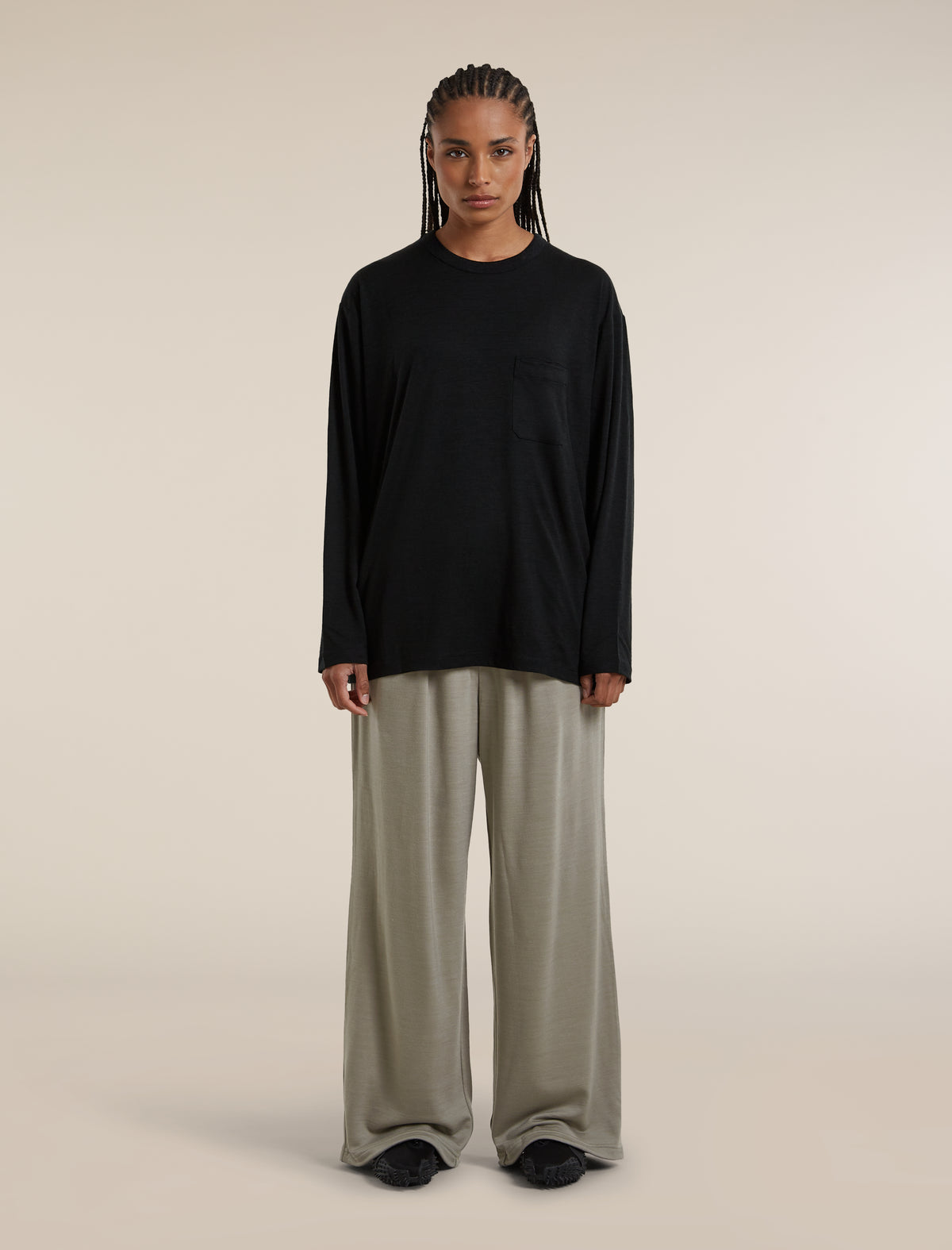 Unisex Merino 150 Long Sleeve Tee Stripe Black - 6