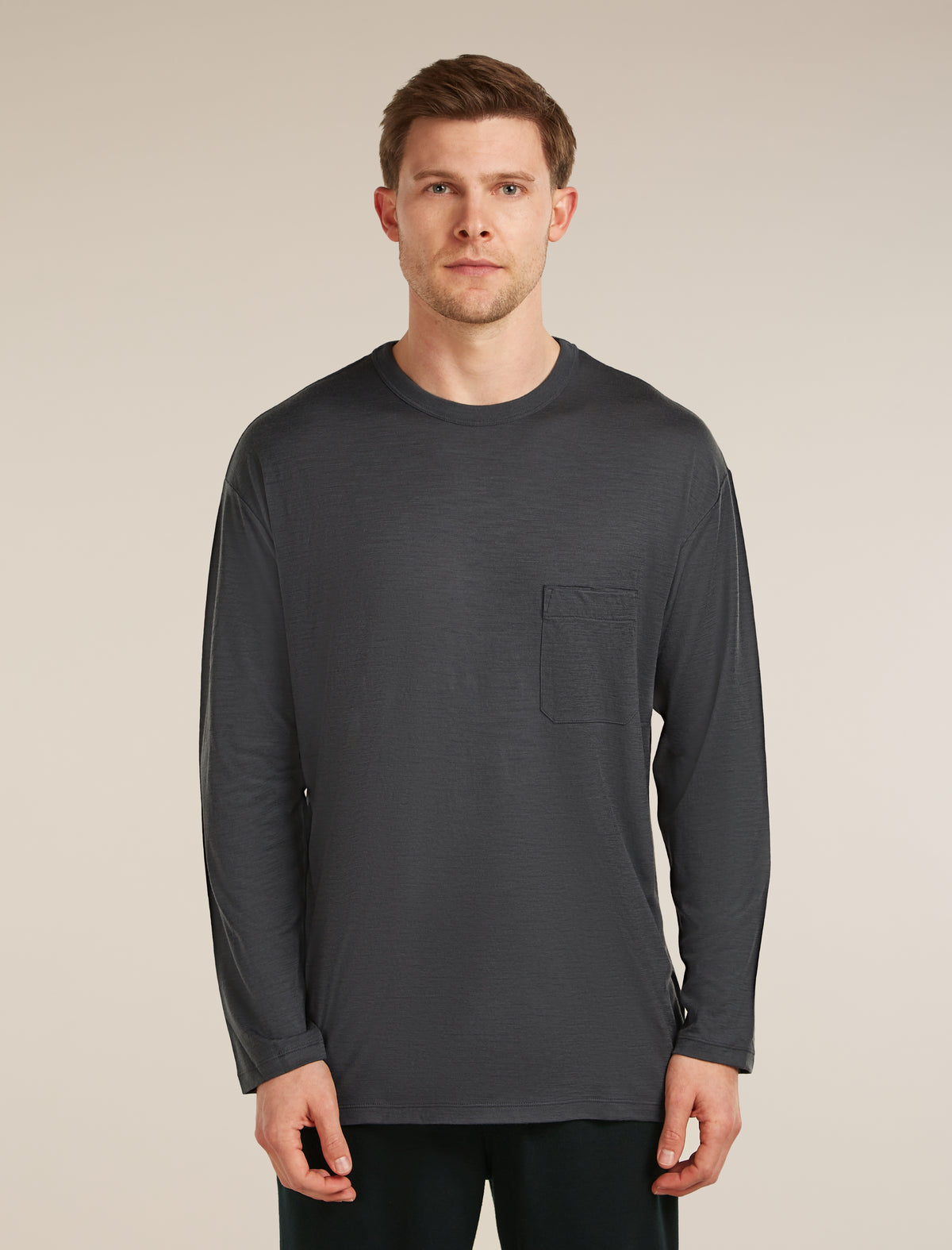 Unisex Merino 150 Long Sleeve Pocket Tee Obsidian - 1
