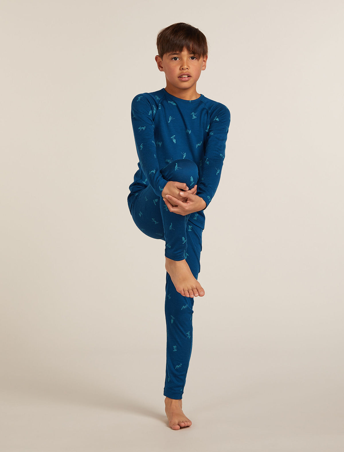 Kids’ Merino 200 Oasis Thermal Leggings Snow Day Atlantis/Topaz - 4